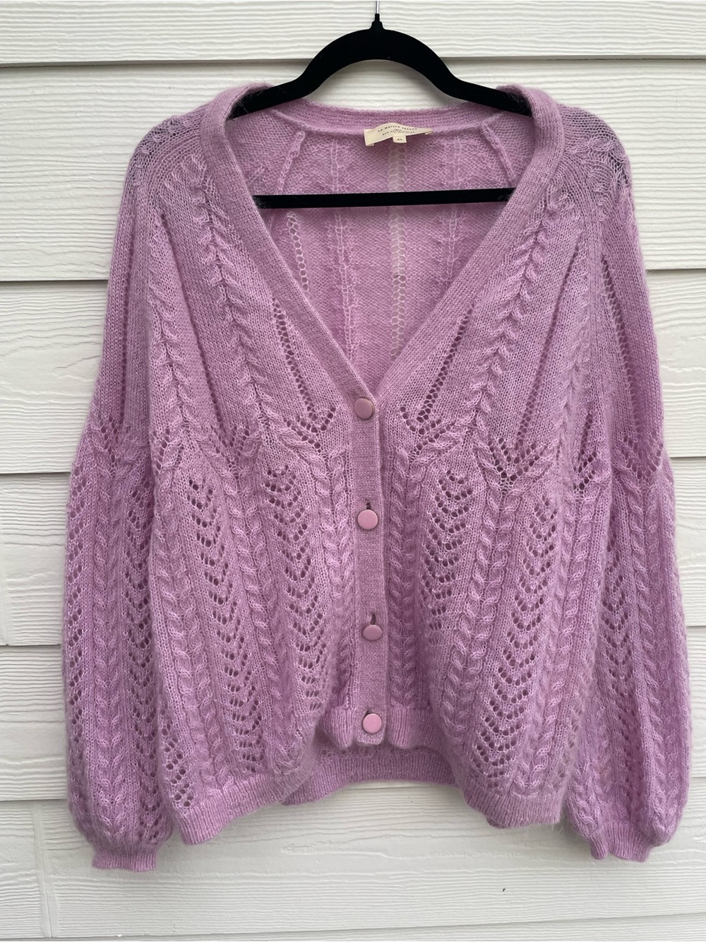RARE  XL La Maille Sezan Parisian Lavender baby mohair Cardigan Sweater